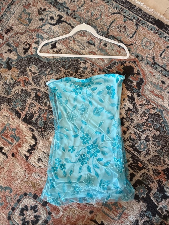 Peppermayo Dresses & Skirts - Peppermayo Turquoise Floral Embroidered Mini Dress